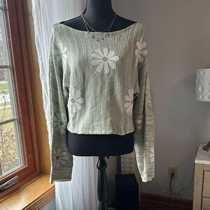 Floral Knit Sweater in Sage Green